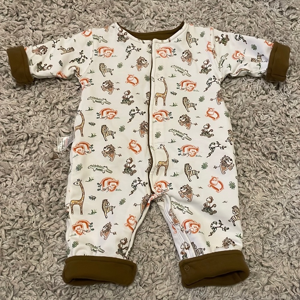 Kissy Kissy Safari Animals Reversible Playsuit, Size 3-6 Months